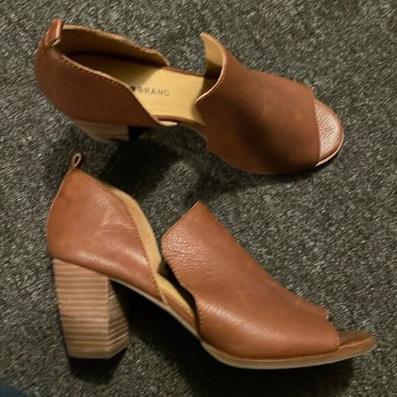 Lucky Brand Junai Style Saddle Brown Leather Open Toe & Sides Booties Women's 11 - Picture 1 of 6